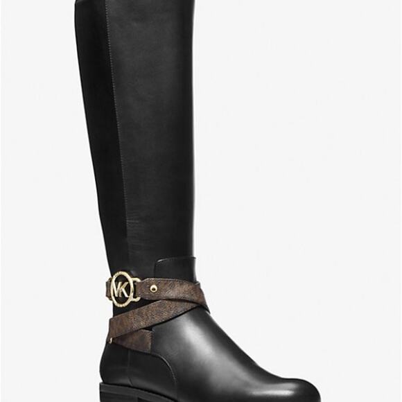 Michael Kors Women's Rory Leather and Logo Boot - Picture 1 of 5